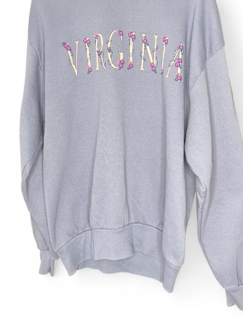 Virginia Floral-Accent Crewneck Sweatshirt - Blue - Picture 3 of 6
